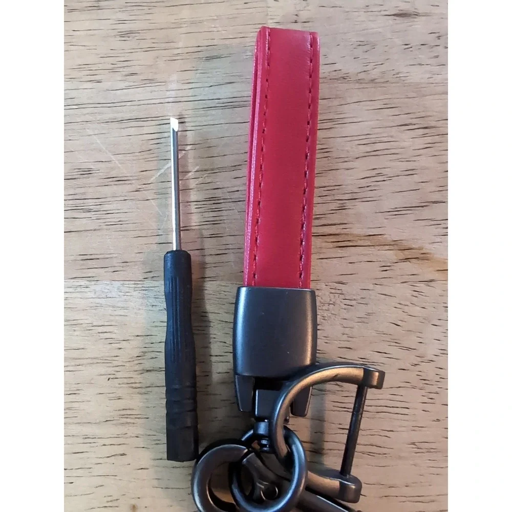 Corvette Keychain Red Strap‎ with Screwdriver and Metal Clip